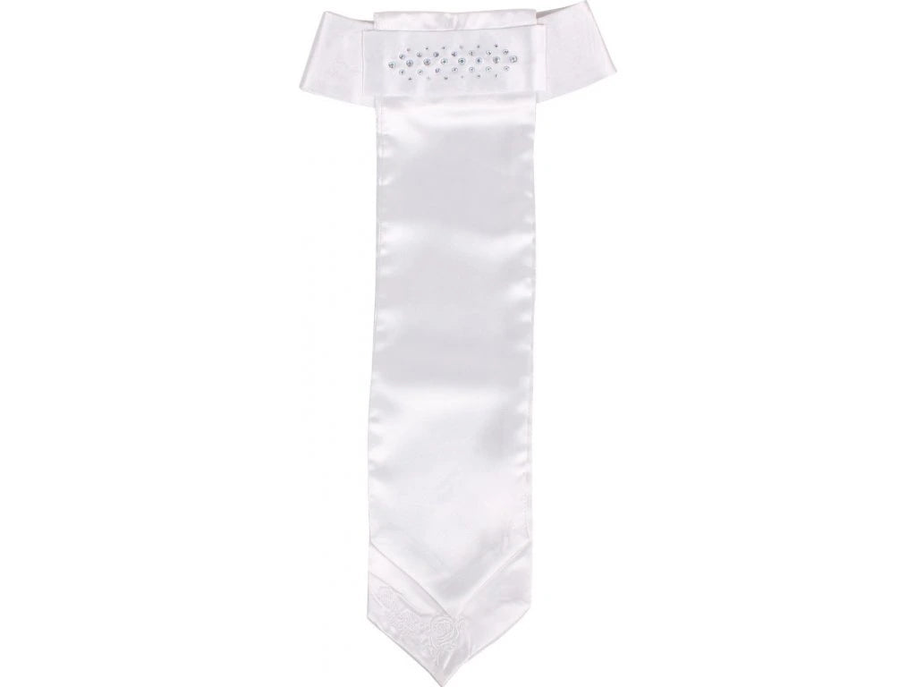 Krawat/Plastron QHP Sparkle z kryształkami White roz. M
