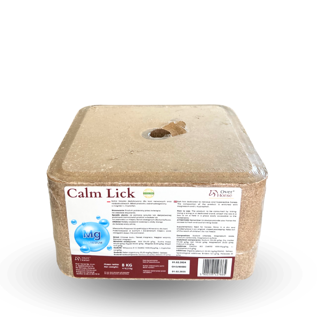 Over Horse Calm Lick Uspokajająca lizawka solna dla koni wzbogacona o dodatek magnezu oraz L-tryptofanu 8kg - Cavalo