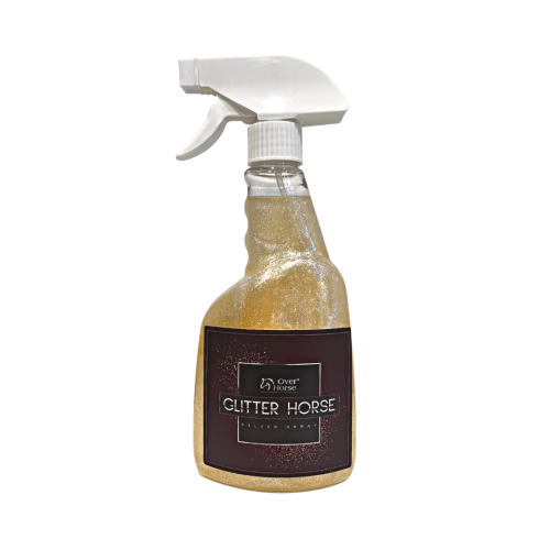 Over Horse Spray do sierści, grzywy i ogona ze srebrnym brokatem GLITTER HORSE SILVER SPRAY 500ML - Cavalo