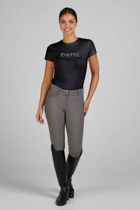 Koszulka treningowa damska Pikeur Roundneck Shirt 7213 Black S/S 2025 - Cavalo