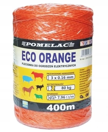 Plecionka linka Pastuch elektryczny Pomelac Eco Orange 400 metrów - Cavalo