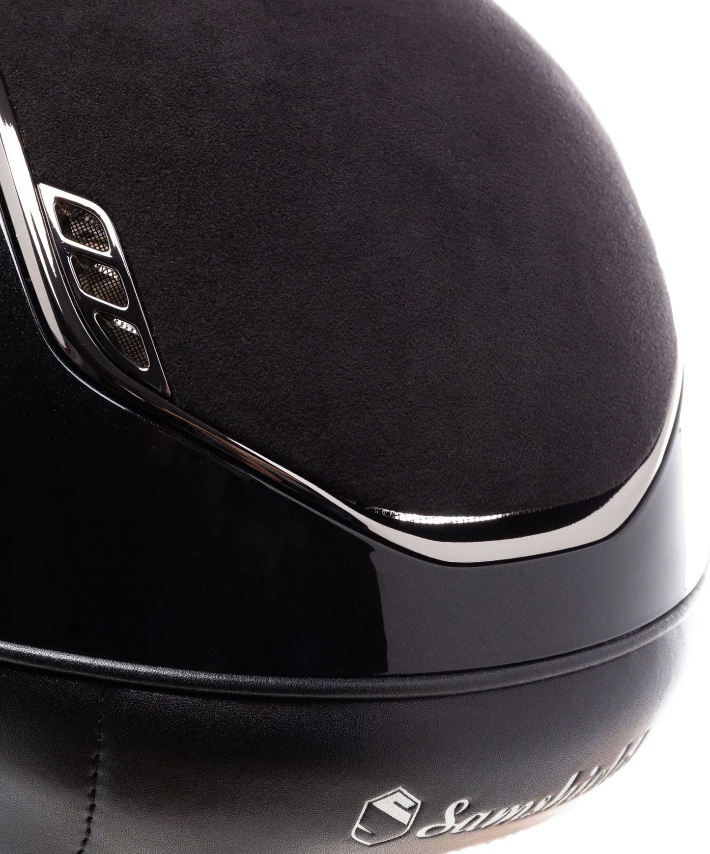 SAMSHIELD Kask jeździecki Shadowglossy 2.0 Alcantara Black Top Crystal Fabric Black Chrome