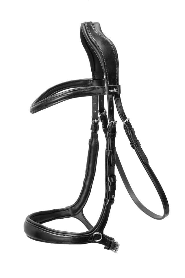 Ogłowie anatomiczne bezwędzidłowe Schockemohle "Equitus Theta" Black/Silver - Cavalo