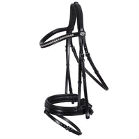 Ogłowie skórzane Schockemohle "Madrid" Black/White/Silver - Cavalo