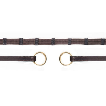 Wodze parciane z podwójnym pierścieniem i kółkiem Schockemohle Ring Dark Brown/Gold - WB (Full) - Cavalo