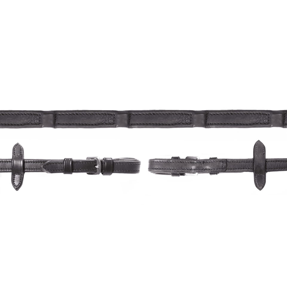 Wodze skórzane ze stoperami Schockemohle "Reins Durasoft” Black/Silver - Cavalo