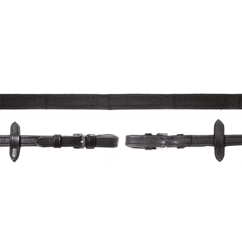 Wodze skórzane ze stoperami Schockemohle "Reins Durasoft Grip” Black/Silver - Cavalo