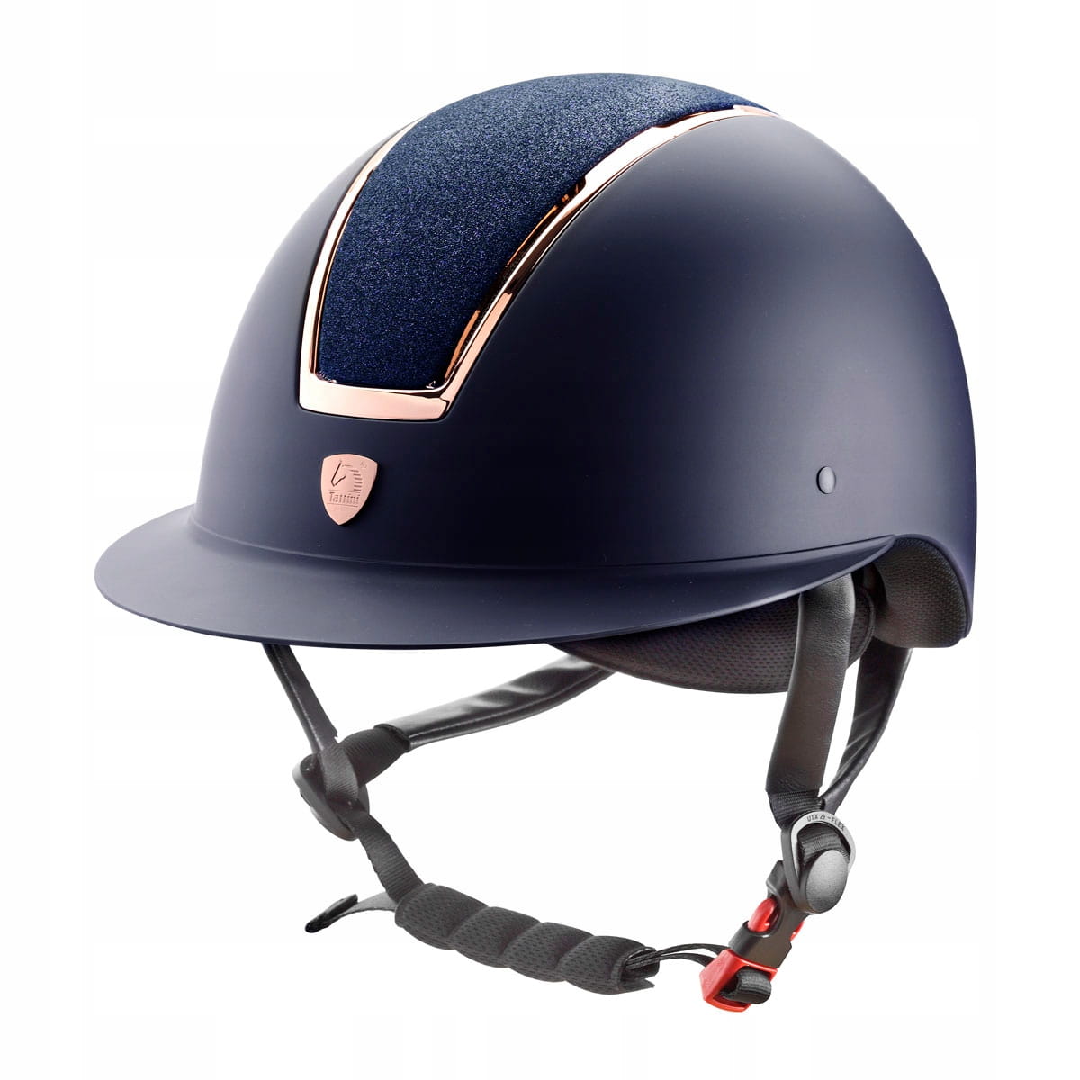 Kask z szerokim daszkiem z elementami w kolorze różowego złota Blue Tattini - Cavalo