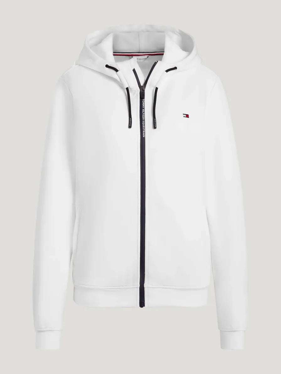 Profil białej bluzy z kapturem Tommy Hilfiger Kingston, suwak i kaptur