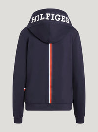 Granatowa Tommy Hilfiger Kingston – bluza z kapturem, zamek błyskawiczny, widok z tyłu